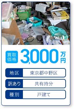 買取価格：3,000万円 地区：東京都中野区 訳あり：共有持分 種別：戸建て